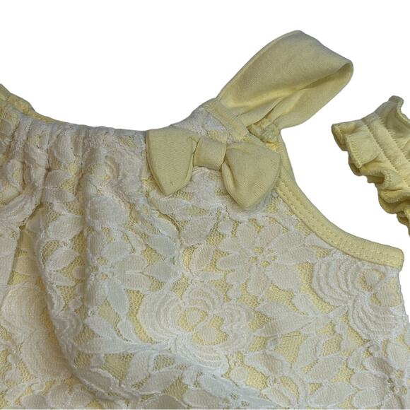 Starting Out Yellow Lace 3PC Set, Shirt, Bloomers, & Headband, Size 6MO, NWOT - Picture 2 of 5
